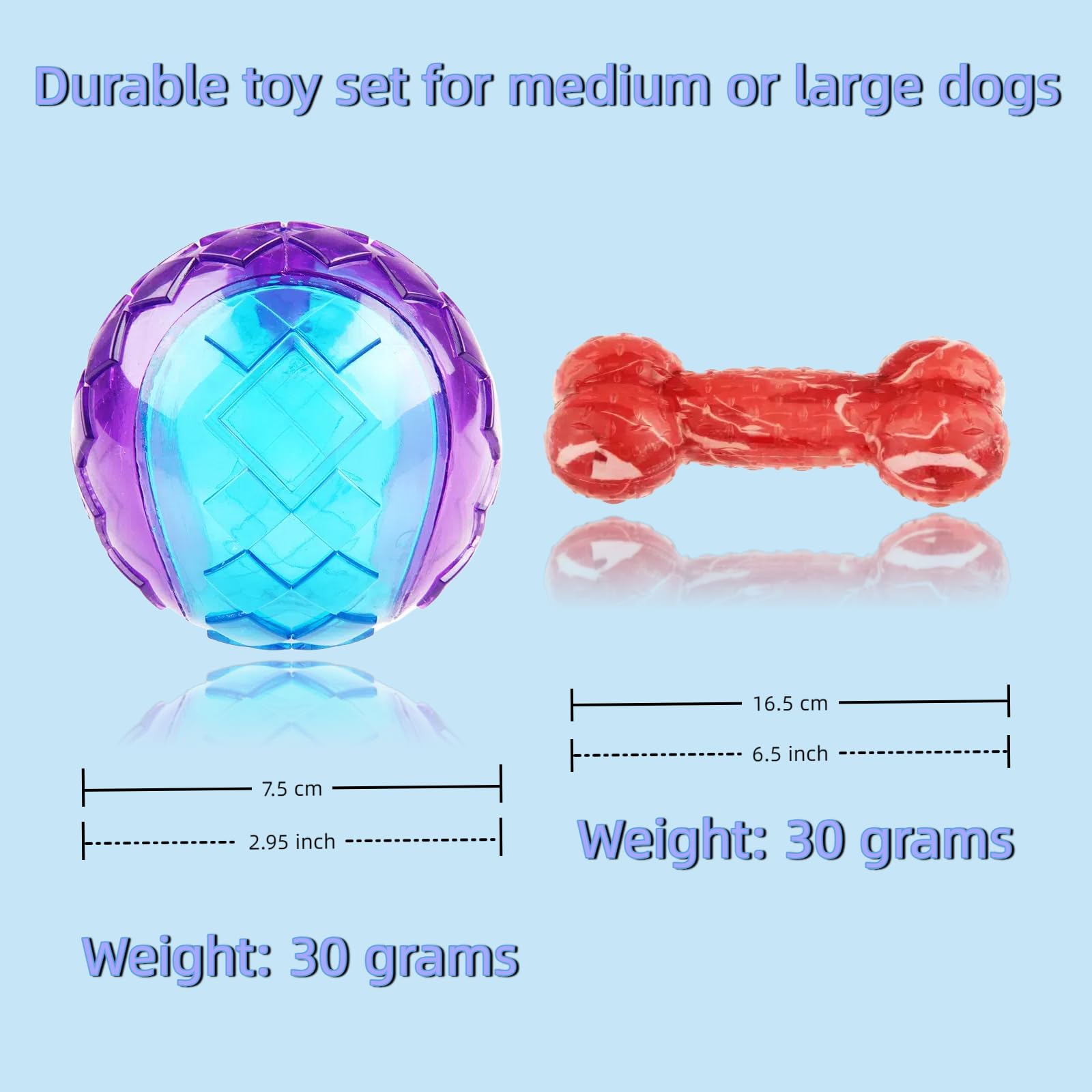 Dog Toy Set, an Indestructible Chew Toy With Bone and Ball Shapes Suitable for Medium/Large Dogs - Image 2