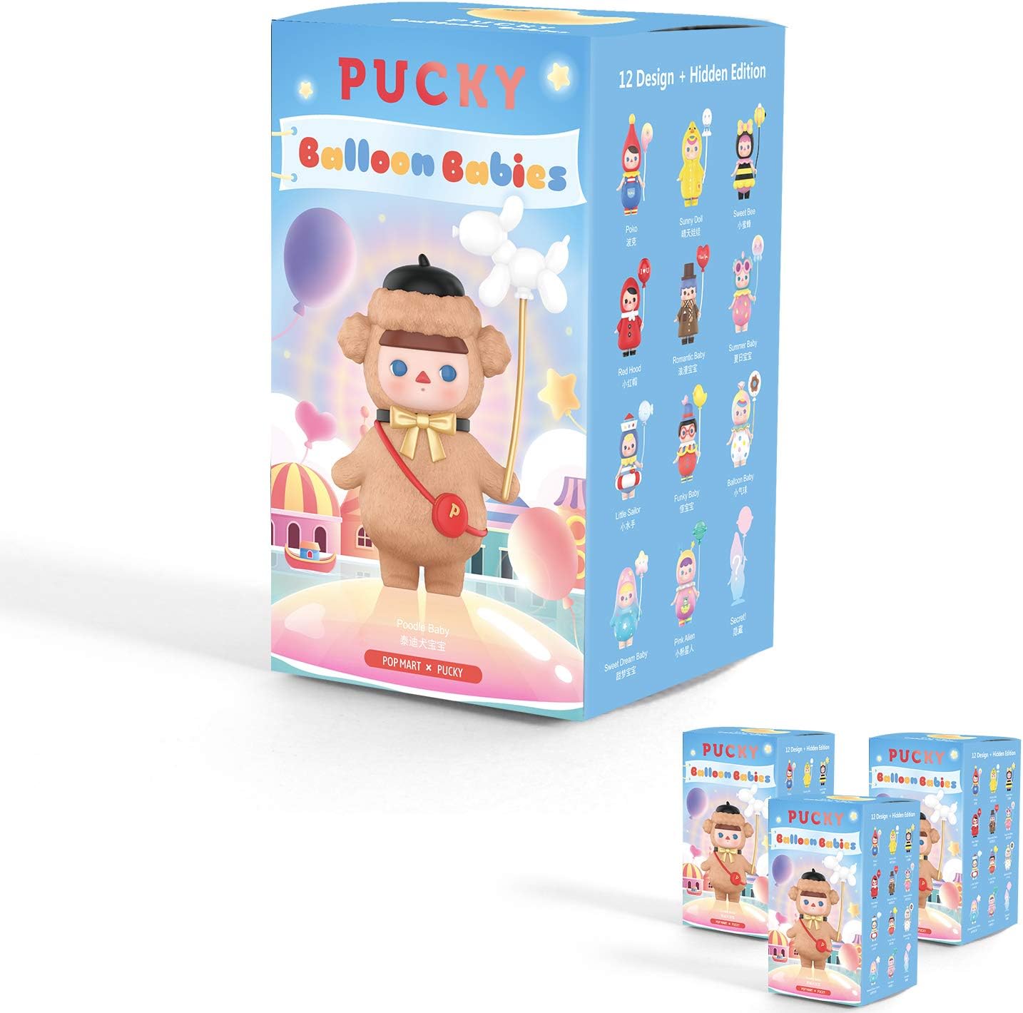 POP MART Pucky Babies Collection Art Toy Collectible Cute Kawaii Toy Figures (Pucky Balloon 3PC)