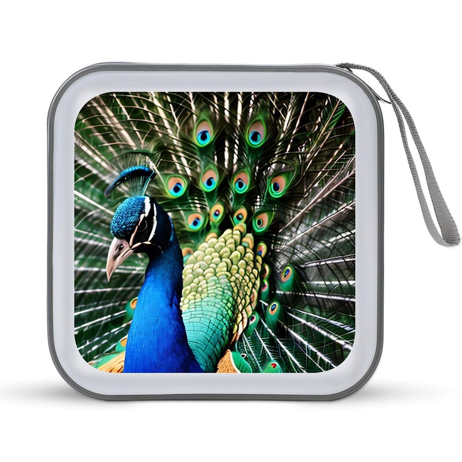 VstaDank Peacock 40 Capacity DVD Case with Zipper Disc, Portable CD Storage Organizer Hard Plastic Storage Wallet Organizer Organizer for the