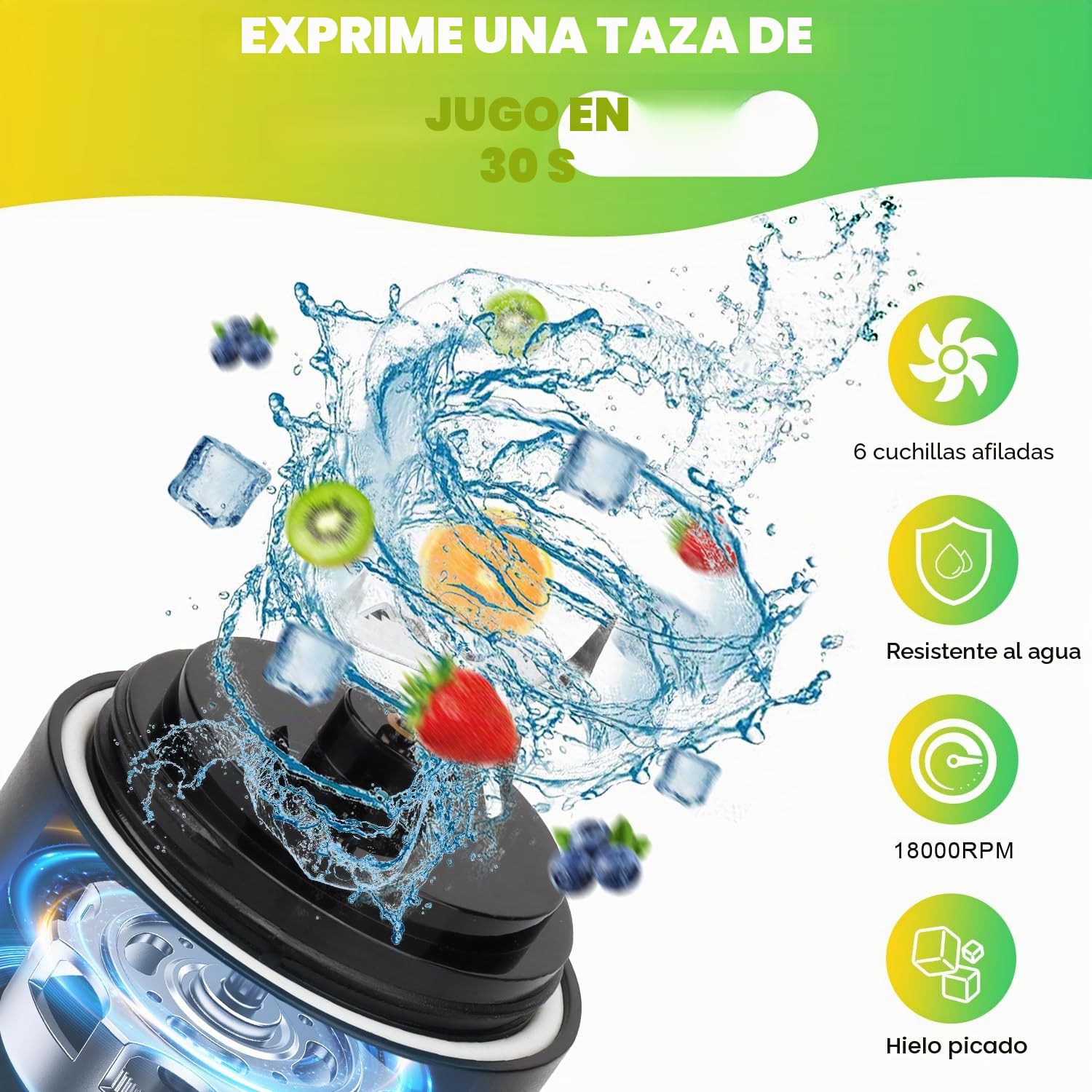 Batidora portátil personal exprimidor para batidos y licuados - Botella eléctrica de 591 ml para proteínas con funda aislante, tapa de viaje, recargable por USB-C - Mini taza de licuadora pequeña para