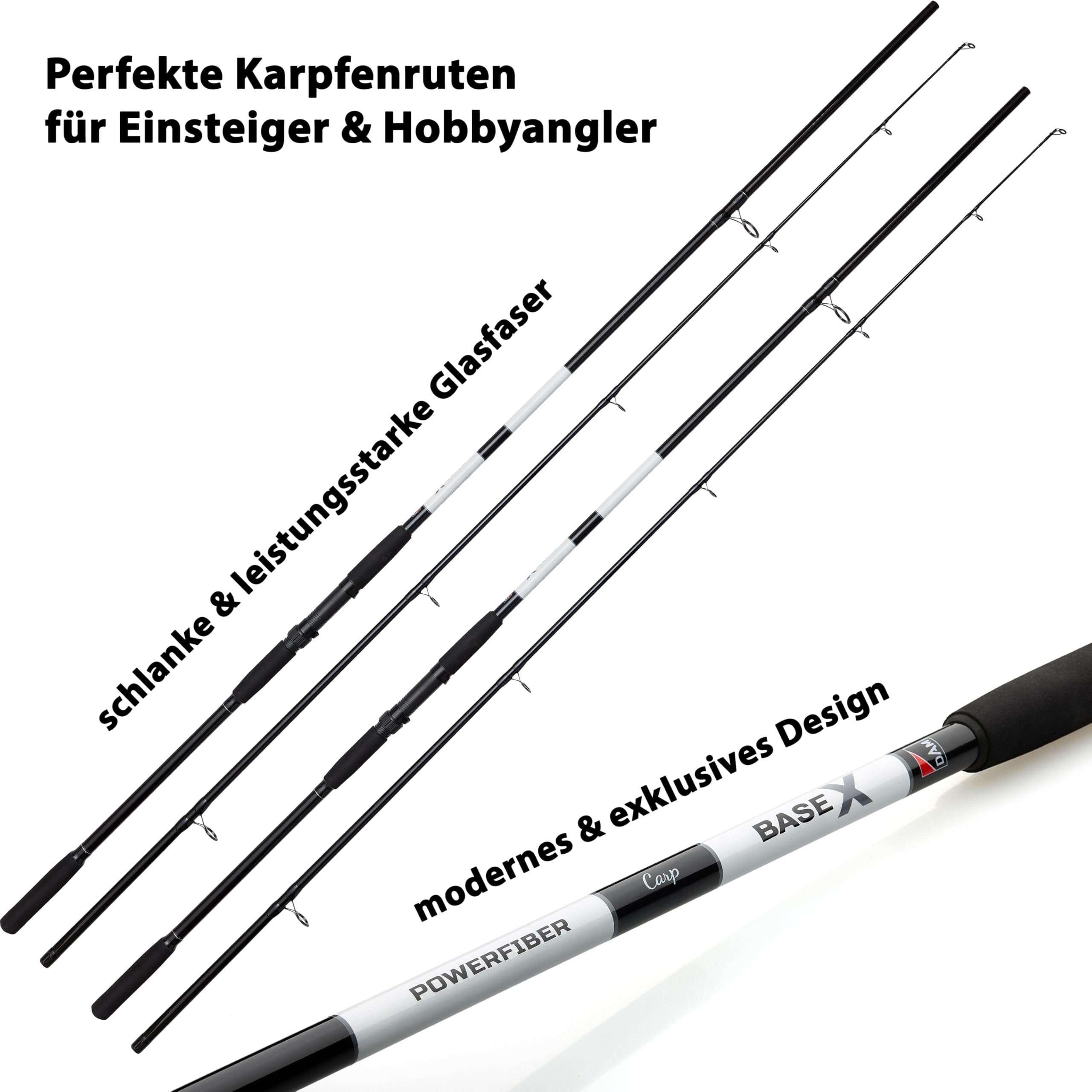 Fischzeux Karpfen Set komplett Carp Pro – Angelset 2 Karpfenruten mit 2 Rollen