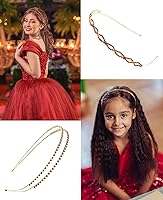 Vista 5 de Wecoe Paquete de 4 Diademas - Diadema de novia con diamantes de imitación rojos para niña, diadema de boda con cristales, diadema de hojas