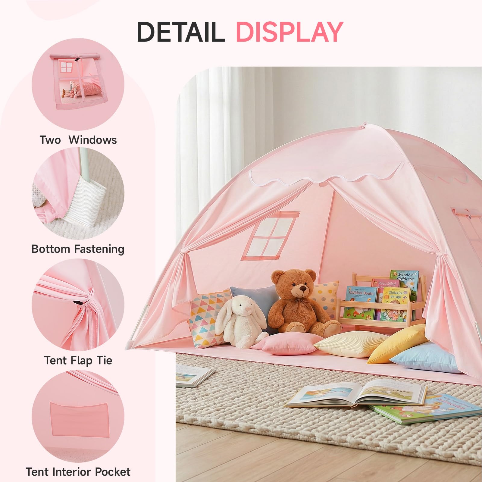 Tente de lit pour chambre d'enfant - Tente pour enfants : sol lit enfant - Tente d'intérieur - Lit simple et pliable - Lit superposé - Grande taille - Pour filles et garçons - Maison de chambre à