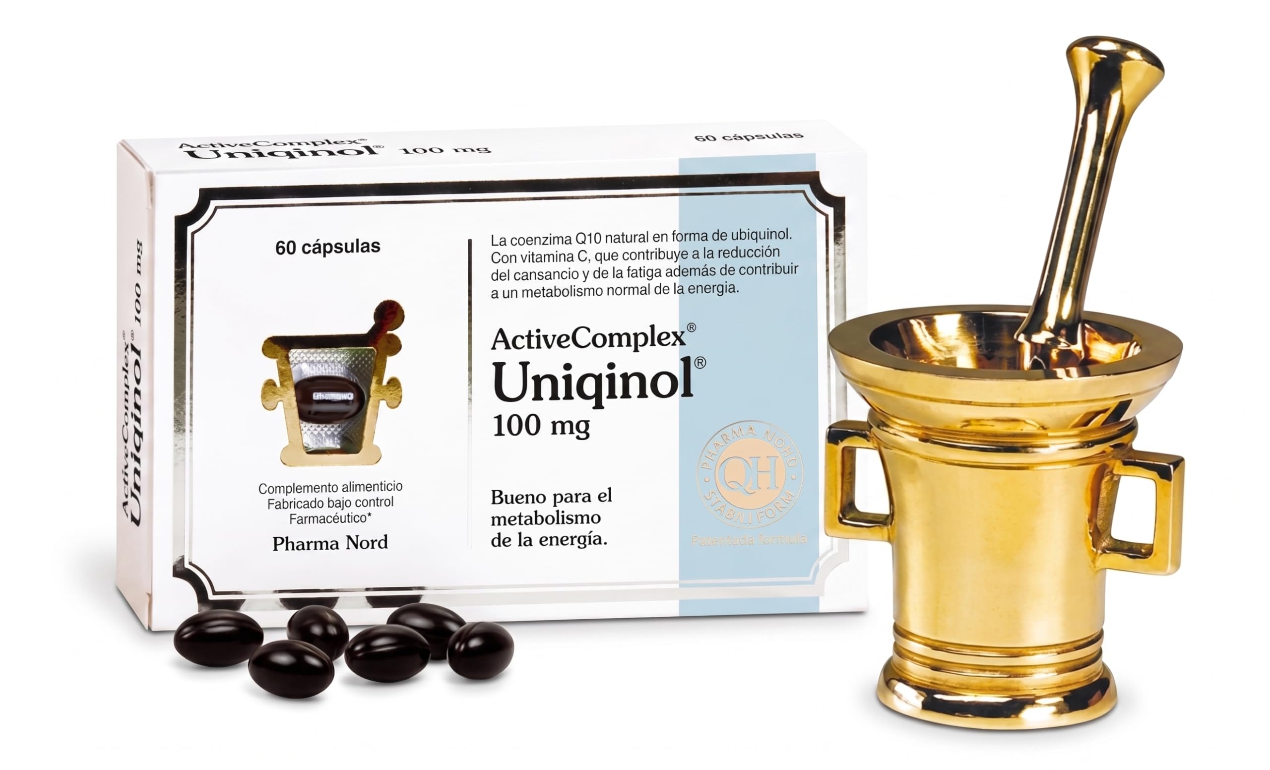 Pharma Nord ActiveComplex Uniqinol 100 mg QH 60 Cápsulas – Coenzima Q10 como Ubiquinol – Metabolismo y Energía