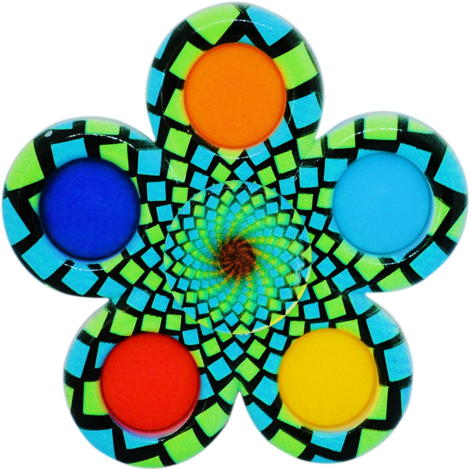 Stress Relief Hand Spinner Push Pop Bubble Fidget Toy (Blue)