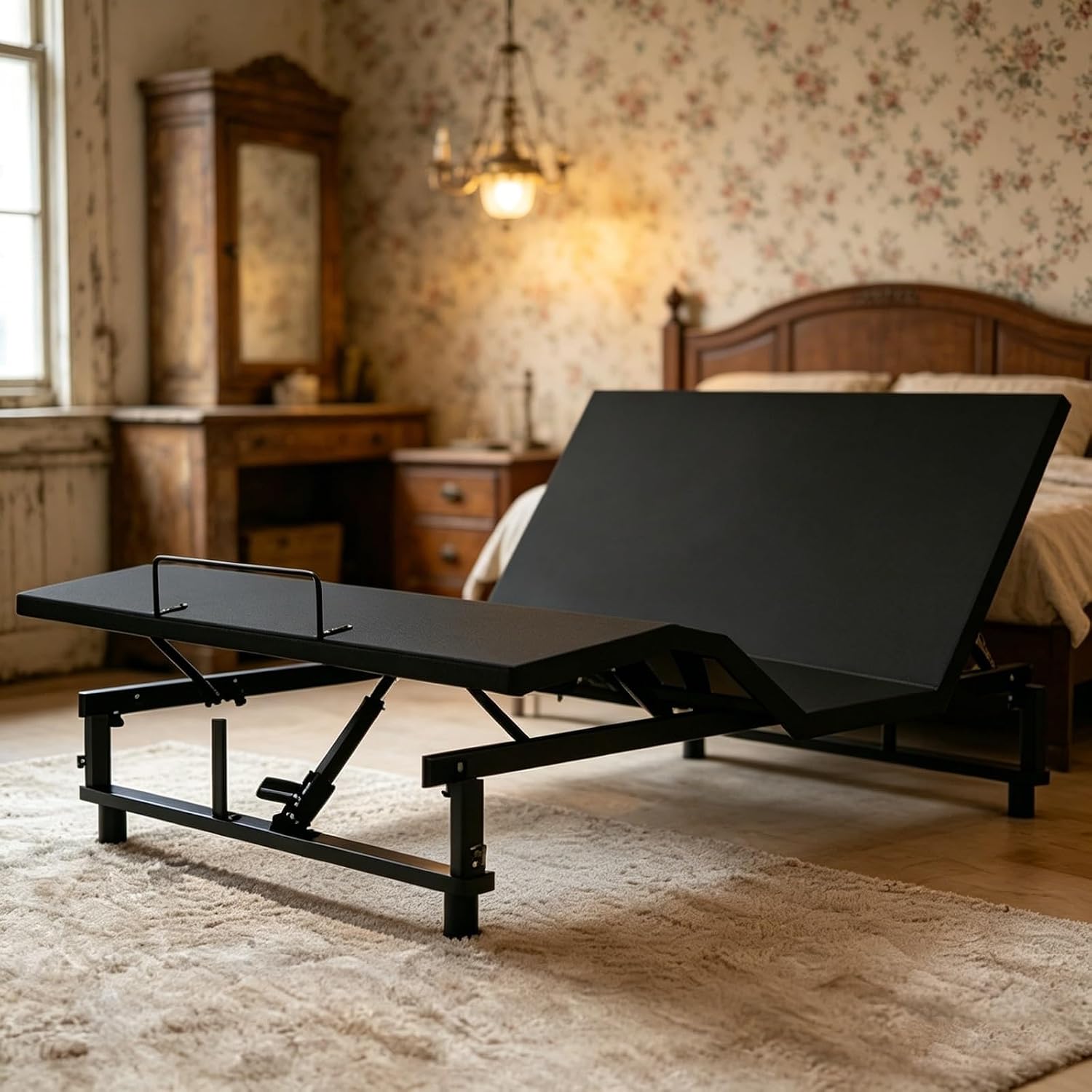 Electric Adjustable Bed Base, Frame with Wireless Remote, Zero Gravity Position, Under Night Light, Quiet Motor, Fits All Mattress Types, for Bedroom, Guest Room, and Home Relaxation