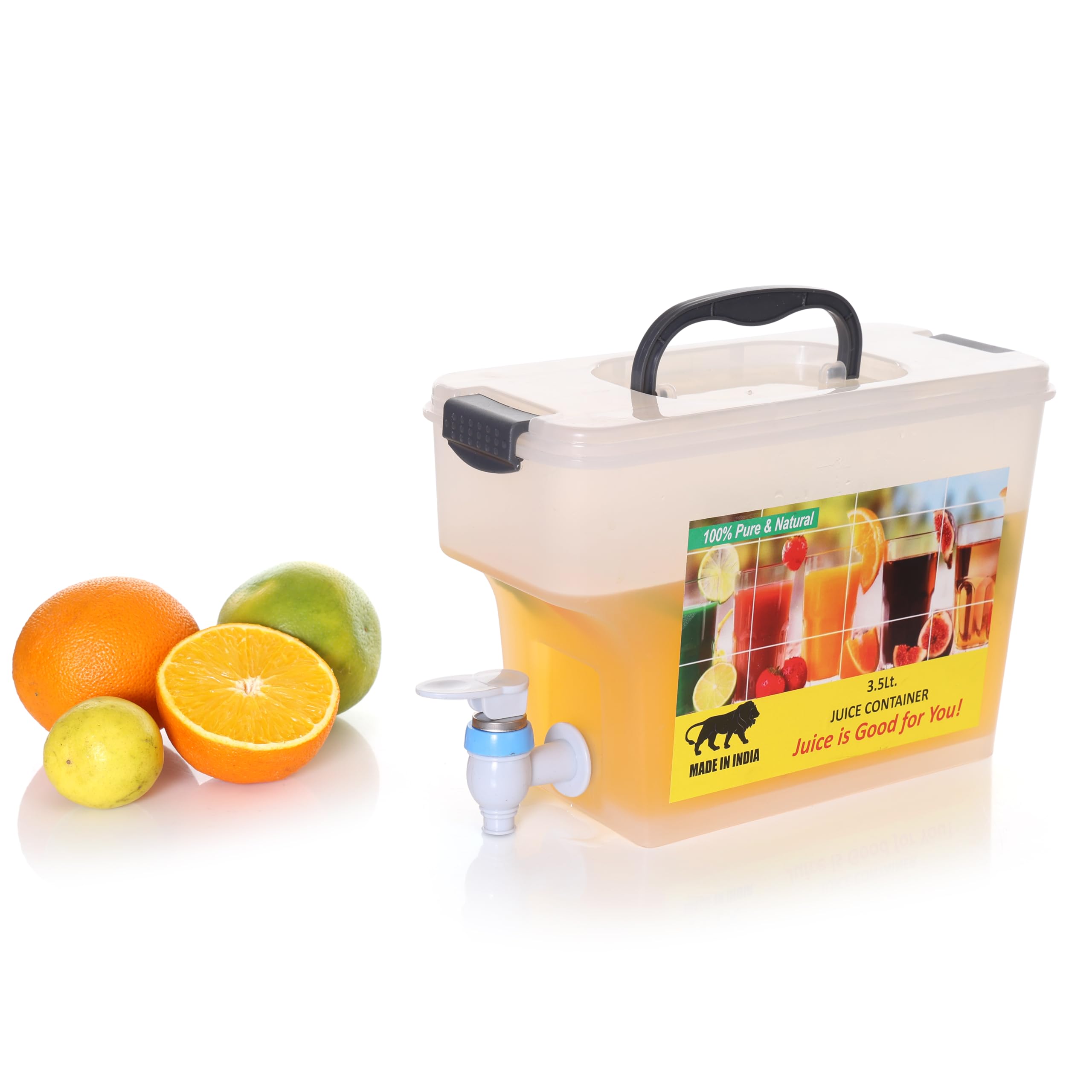 FIDELE 3.5 Litre Juice Dispenser with Tap, Water Jug with Faucet, Detox Water Pitcher, Milk Dispenser for Fridge, Ideal for Kitchen, Hotel, Office, Picnic - Plastic, White