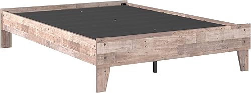 Miniatura 1 de Signature Design by Ashley - Cama con plataforma estilo bloque de carnicero Neilsville de tamaño matrimonial, madera beige natural