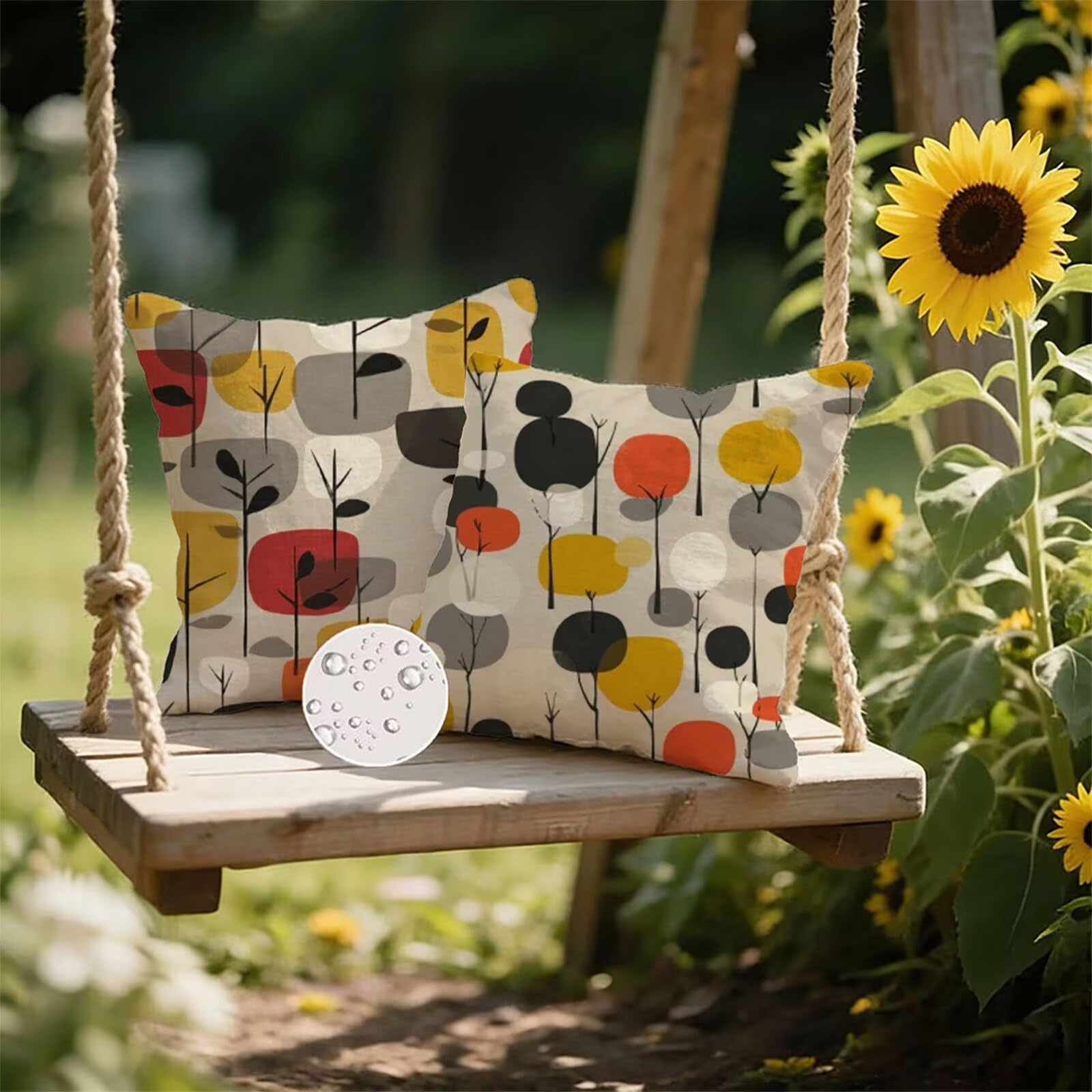 Housse de Coussin Canapé Couleur Orange 65x65cm Exterieur Impermeable Botanique Taie D'oreiller Décoratif Aesthetic Housse Coussin Decoration pour Chambre Sofa Jardin Balcon Terrasse Lot de 2. P-4857