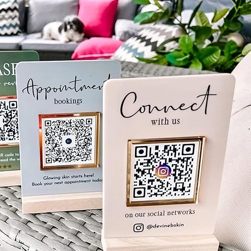 Miniatura 2 de Letrero de código QR personalizado para múltiples negocios, mini pantalla QR, escaneo para pagar Venmo Facebook Instagram App Señales de redes