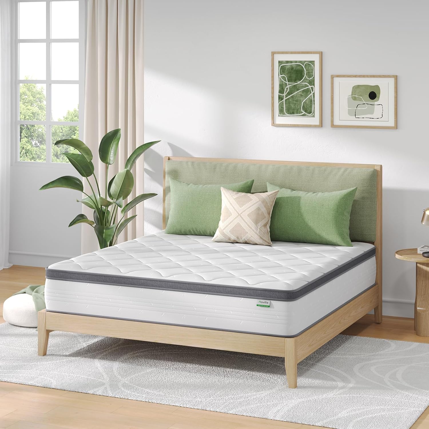Novilla Full Mattress 10 Inch, Hybrid Full Mattress in a Box, Pocket Innerspring Pillow Top Mattresses for Motion Isolation & Pain Relief, Soft Feel but Supportive