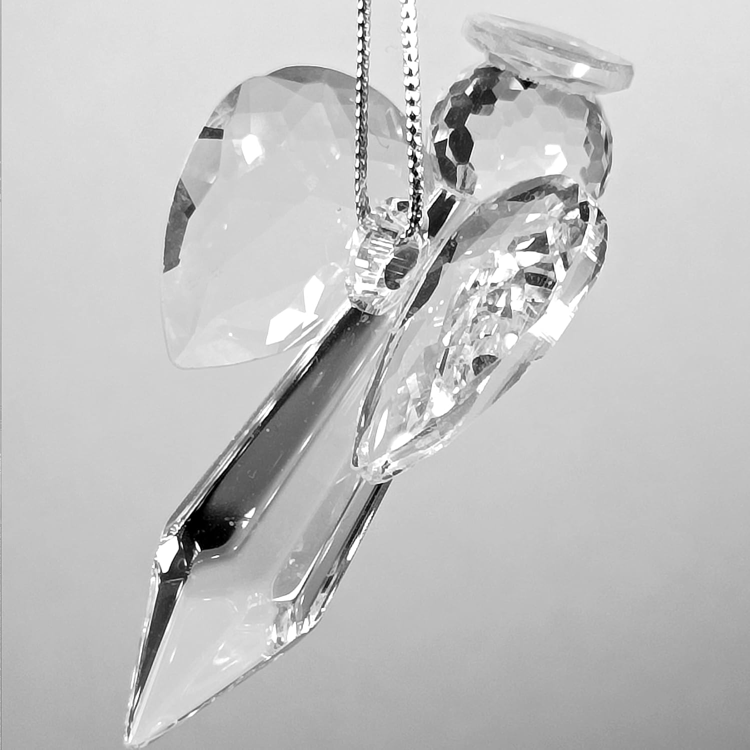 Clear Crystal Guardian Angel, Suncatcher Handmade 2.48 Inch Home Window Decoration Flower Car Chakra Crystal Rainbow Maker Guardian Angel Christmas Tree Ornament - Image 4