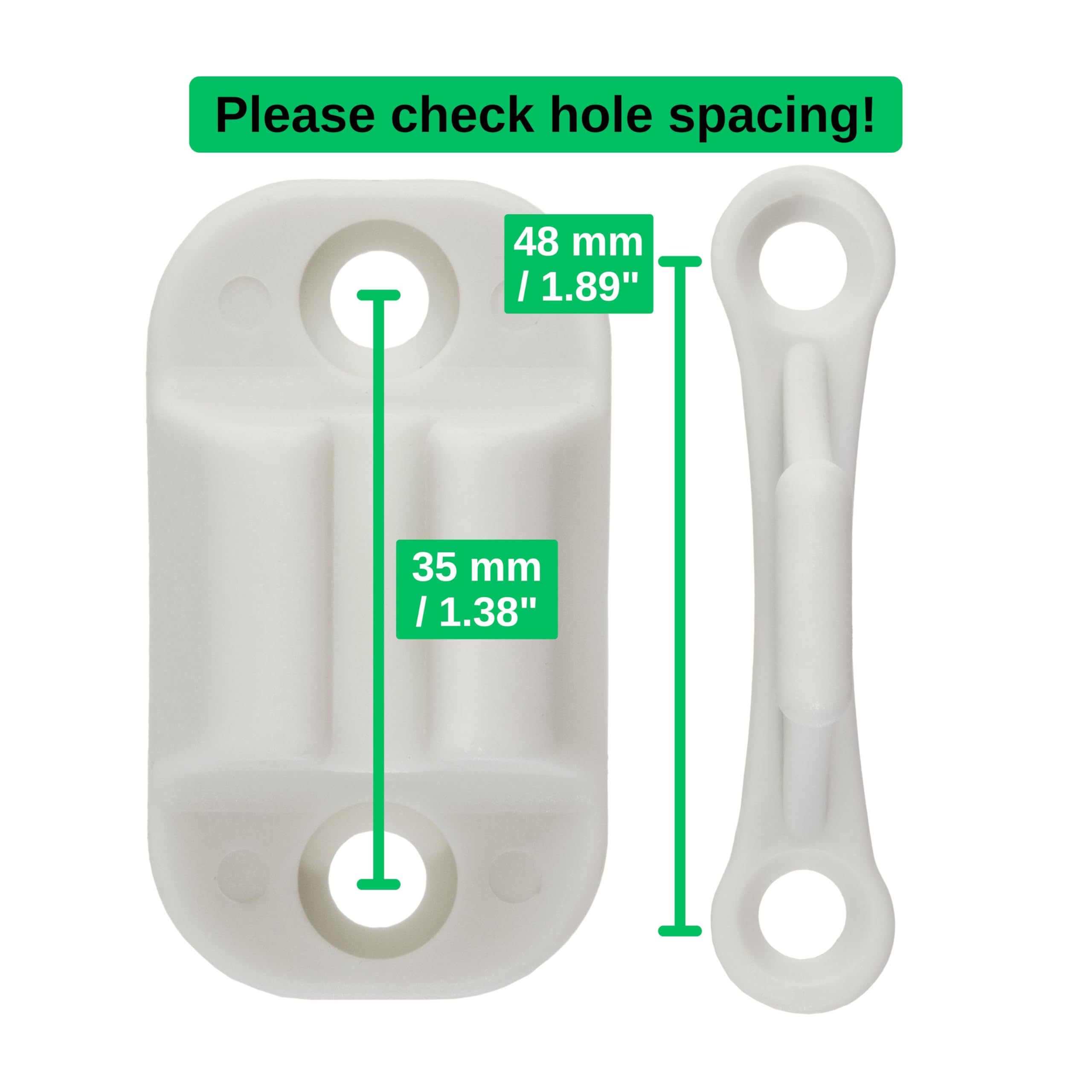 Fermo per Porta Roulotte e Camper, Interasse fori 35 mm e 48 mm, Serratura di Bloccaggio Bianca, per Sportelli di Servizio e Gavoni di Stoccaggio, Sicura per Porta Camper, Accessori Camper Roulotte