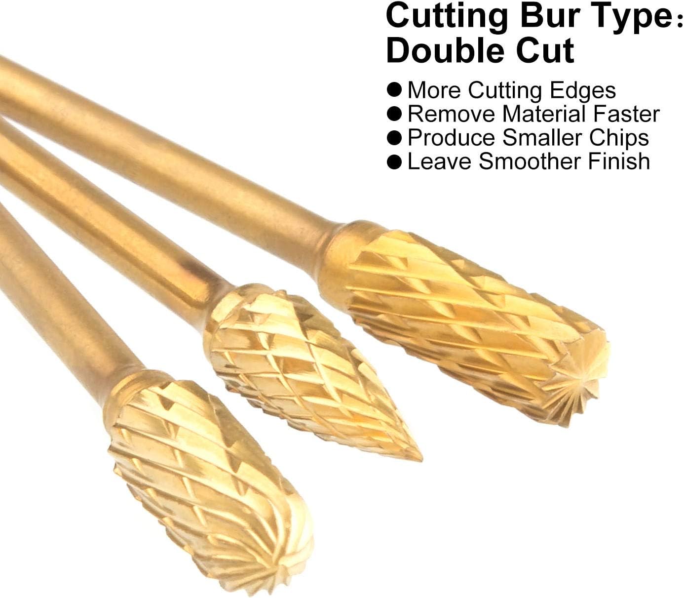 Flаѕh Dеаlѕ - 50% оƒƒ Double Cut Titanium Carbide Rotary Burr Set - Abuff 10 Pieces 1/8(3mm) Shank and 1/4(6 mm) Head SizeTungsten Steel for Woodworking, Drilling, Metal Craving, Engraving, Polishing