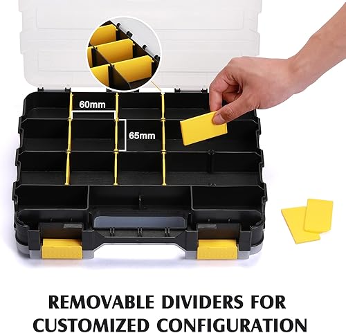 Miniatura 2 de MIXPOWER Organizador de doble cara de 34 compartimentos con polímero resistente a los impactos y separadores de plástico extraíbles personalizables,