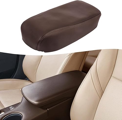 KBH Funda para reposabrazos de consola central automática para Toyota Avalon 2013-2018 de vinilo de cuero para consola de repuesto color marrón