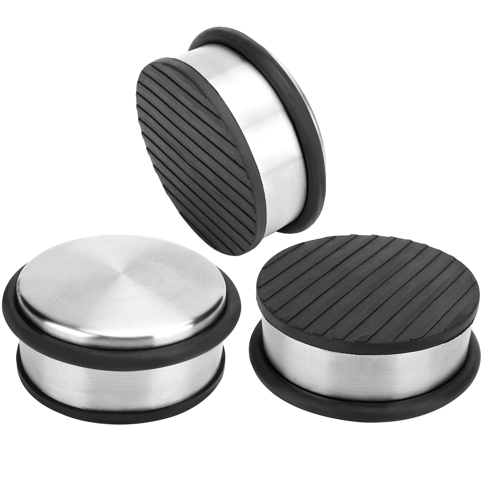 ZOENHOU 3 PCS 4.1 x 1.85 Inch Heavy Duty Door Stopper, 2.76 Lb No Drill Premium Stainless Steel Round Door Stops with Anti-Skid Silicone Treads, for Door Stopping โ image 1