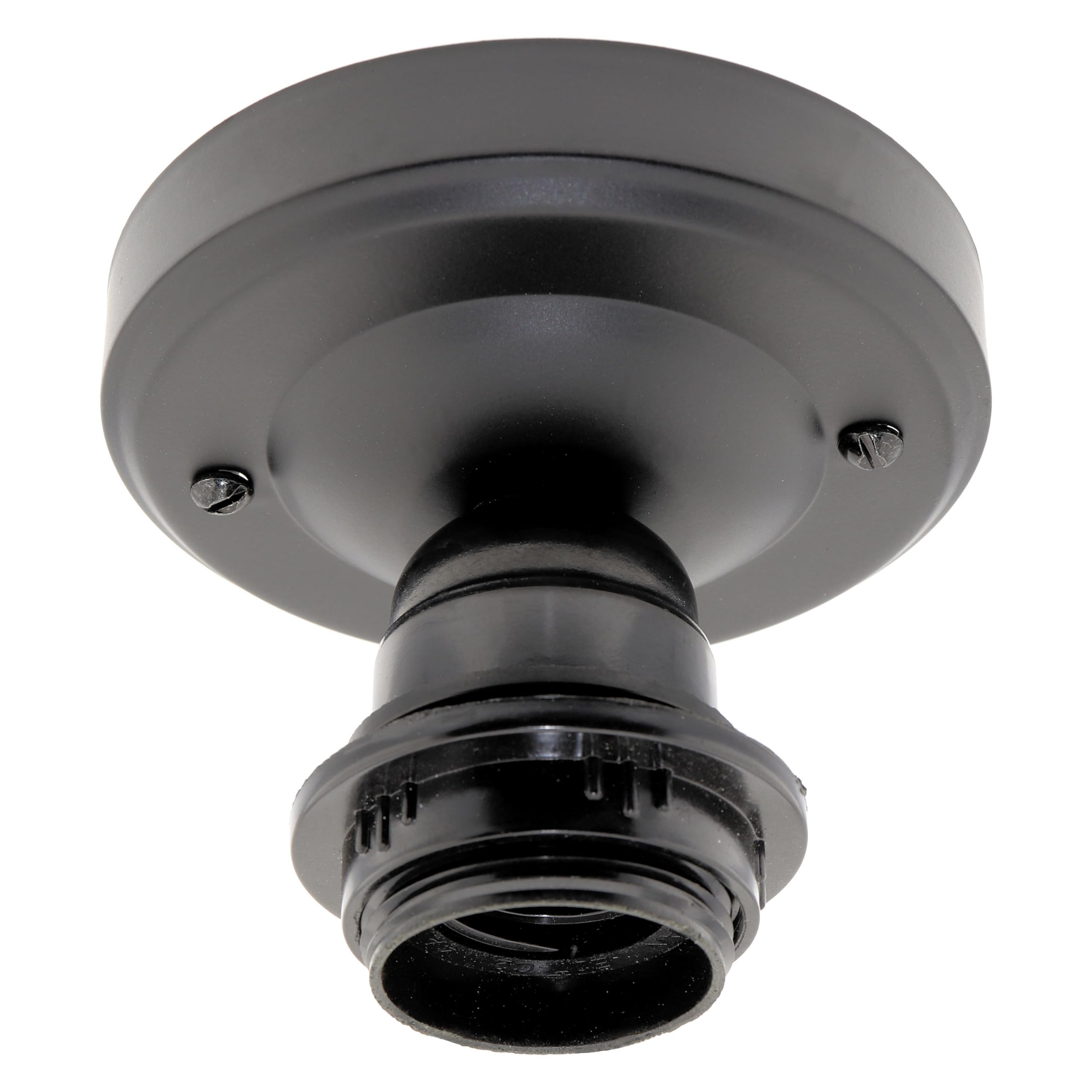 Deco Styled Metal Ceiling Rose with Bakelite E27 Bulb Fitting, Ready-Assembled Batten Lampholder, UK Made