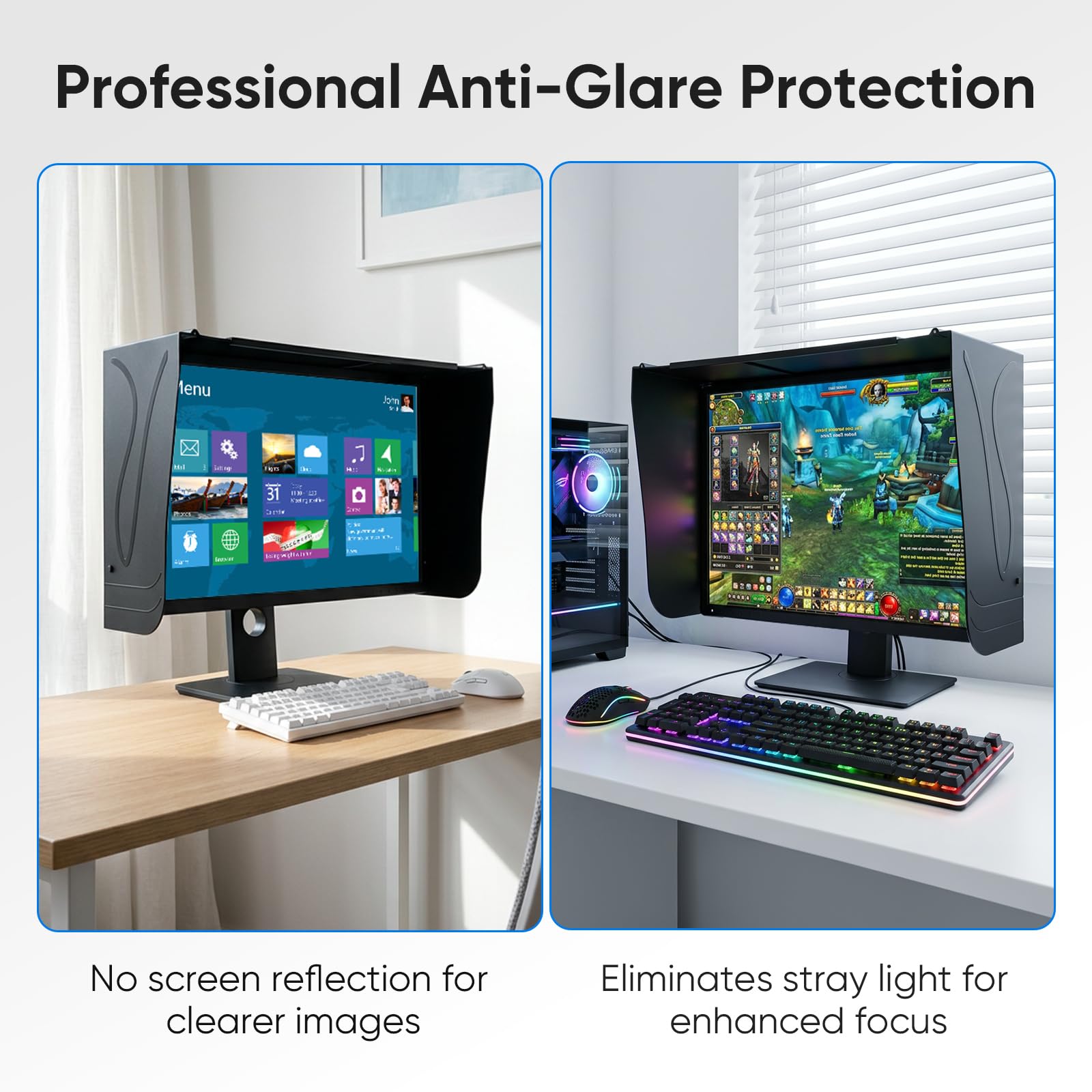 Monitor Hauben Sonnenschutz, 17-27 Zoll Bildschirm Sonnenblende Verstellbare Monitorhaube Laptop Sonnenschutz für Monitor Außenrahmen Monitor Sonnenschutz Bietet Schutz der Privatsphäre