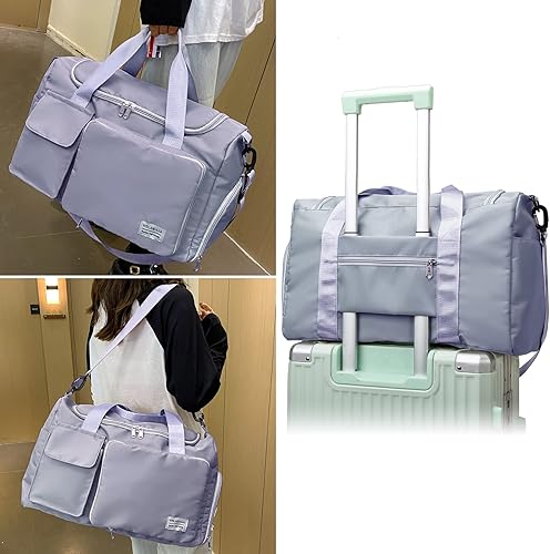 Miniatura 6 de Bolsa de viaje plegable grande con compartimento para zapatos, bolsa deportiva de gimnasio con bolsillo húmedo, bolsas de hospital de mano para