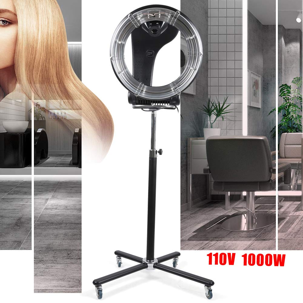 KinHall Professional Salon Track Infrared Ring Hair Dryer, Three in One Track Steam Engine Drying Vertical Professional Color Processor Accelerator Adjustable Vertical Rolling Base (1100W)