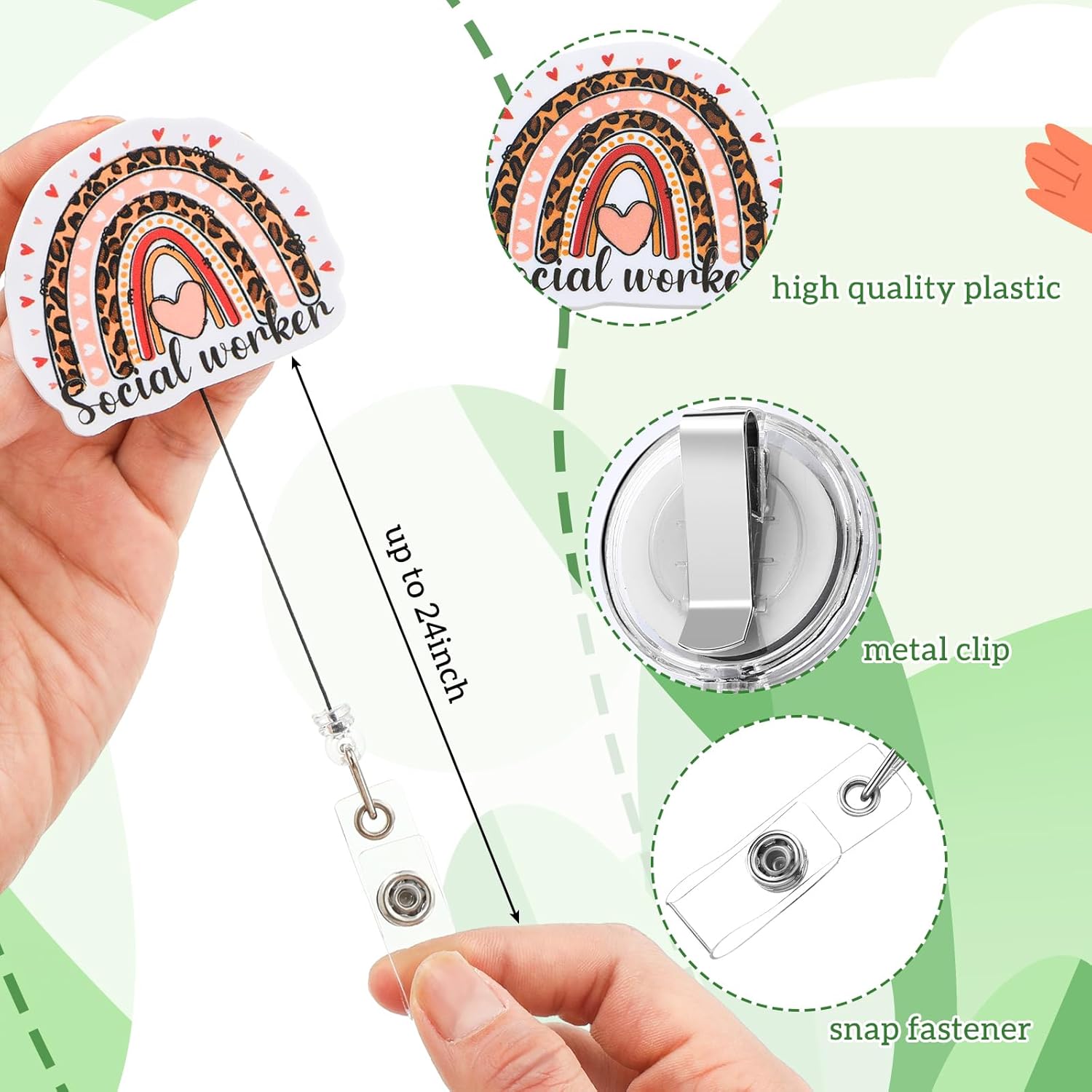 Geyoga 12 Pcs Social Worker Badge Holder Retractable Badge Reels Work Office Cards Holder with Clip Gift for Social Worker Dentist Volunteer OT Doctor Nurse Teacher Coworker Appreciation - Image 3