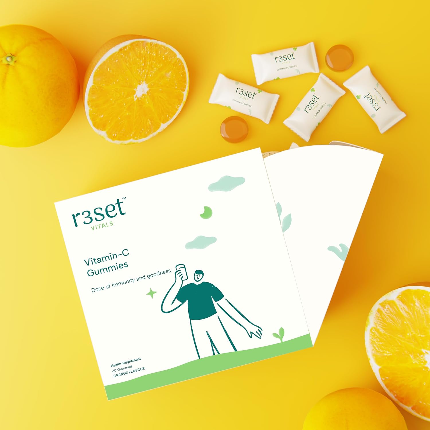 R3Set Vitamin C Gums | Increases immunity and improves skin glow. Support overall welfare | Vegetarian | Gluten free, 60 gums R3Set Vitamin C Gums | Increases immunity and improves skin glow. Support overall welfare | Vegetarian | Gluten free, 60 gums