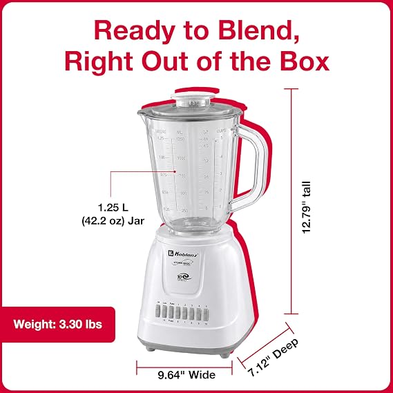 Koblenz LKM-5510 PB Countertop, Stainless Steel Blades, Plastic Jar, 42 oz