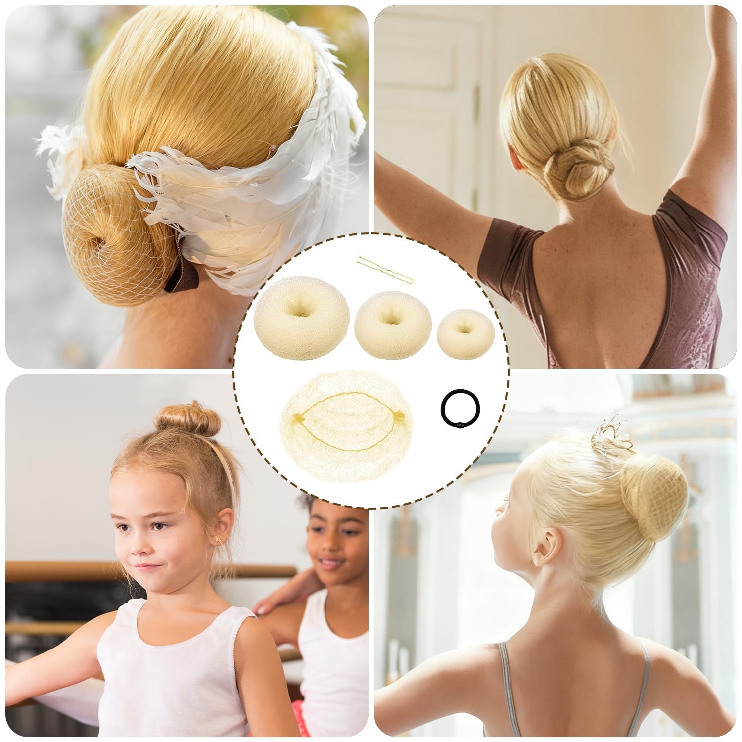 Set de 63 piezas para moños con horquillas y bandas elásticas para bailarinas de ballet