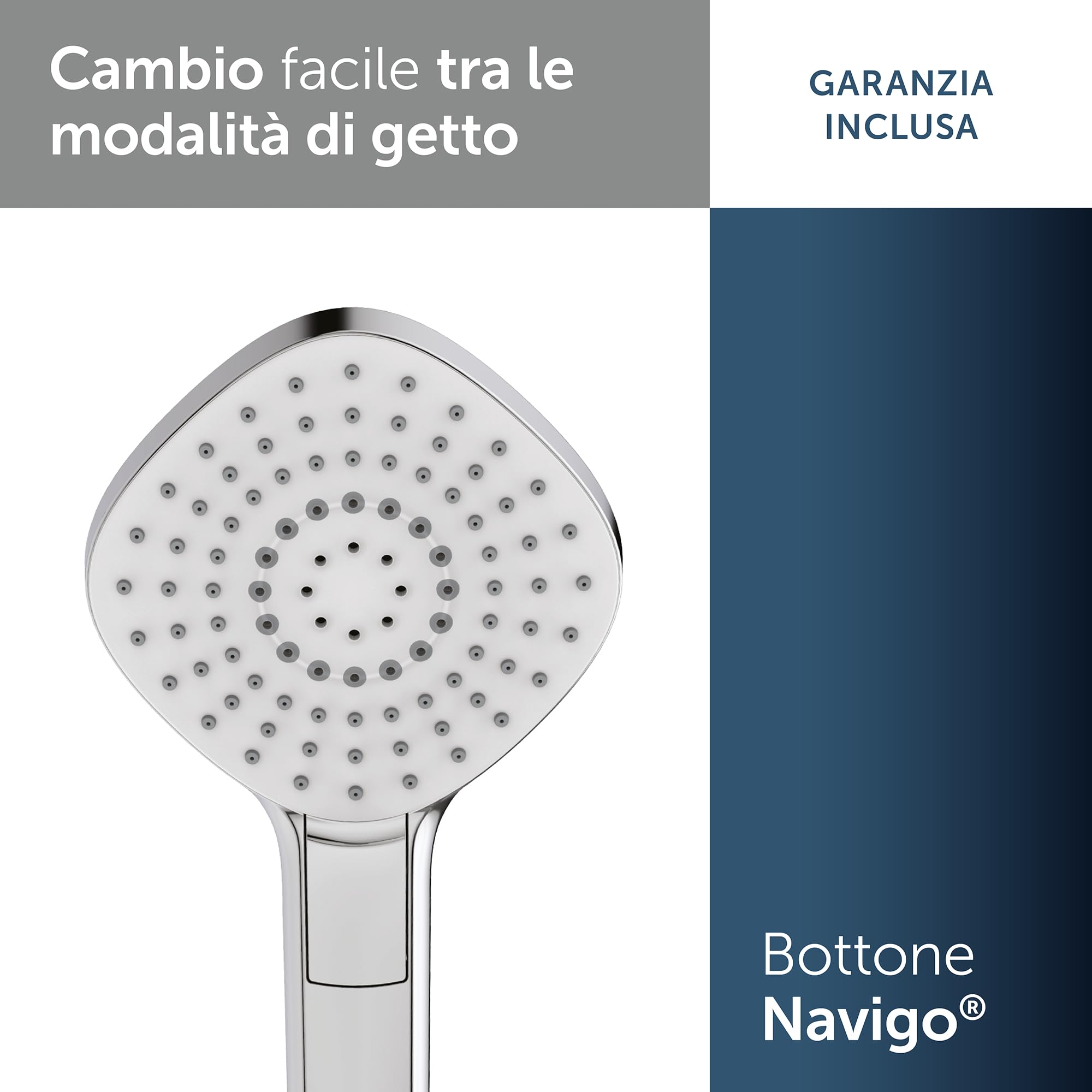 Ideal Standard – Doccia a mano Idealrain Evo Diamond, soffione doccia a risparmio idrico, 3 tipi di getto (pioggia, cascata e massaggio), Ø 11,5 cm, cromato