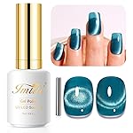 Imtiti Cat Eye Gel Nail Polish, 15ml Blue Green Crystal Glitter Cat Eye Gel Polish With Magnet Magnetic Holographic Galaxy Sparkly Soak Off UV Led Manicure