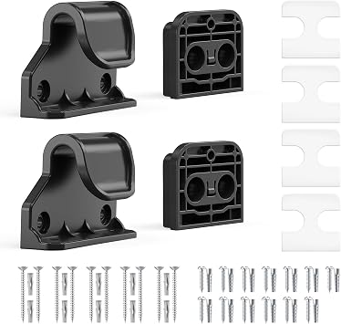 EZIGO Retractable Baby Gates Replacement Parts, Full Set Wall Mounting Accessories Including Brackets, Latches, Screws for 150/180/200 inch Extra Wide Baby Gate Mesh Gate Retractable Dog Gate, Black