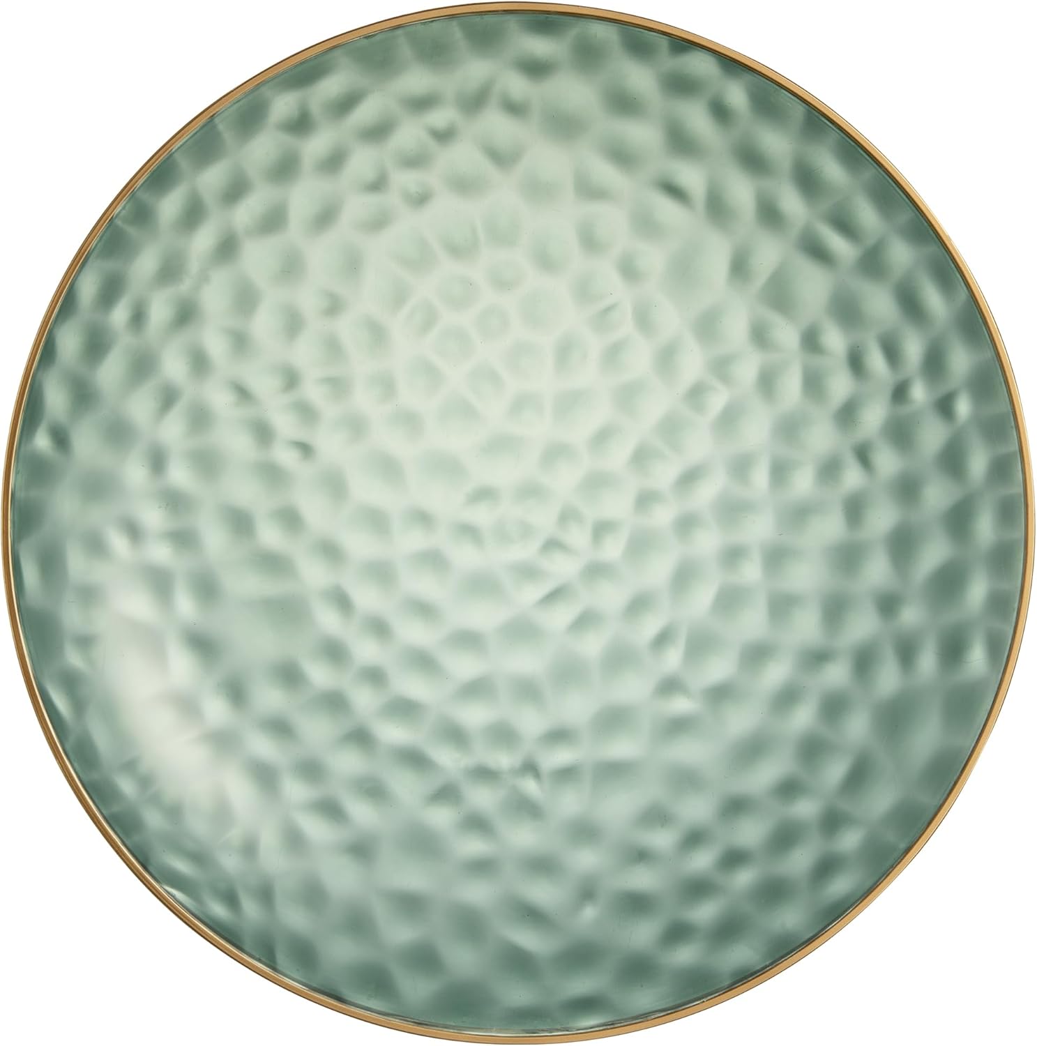PLASTICPRO 30 Pack Hammered Plastic Plates Heavyweight Disposable Plastic Plates Elegant Clear Hammered Rim Platsic Party Dishes (Hamered Green With Gold Rim, 10'' INCH PLATES)
