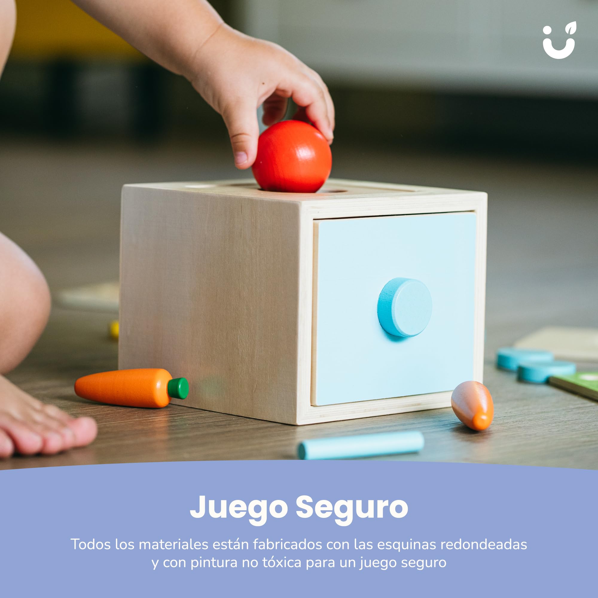 Cubo Actividades Bebe 4 en 1 Desde 1 año - Juguetes Montessori de Madera - Caja Permanencia Montessori - Juguete Educativo Seguro con Pintura Ecológica y Certificación FSC