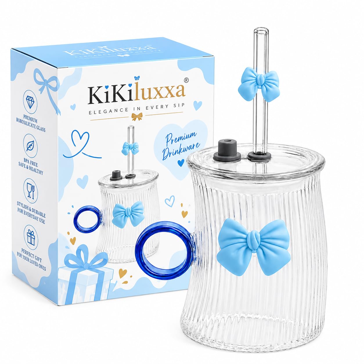 KiKiluxxa Glass Sipper - Stylish Reusable Bottle -10