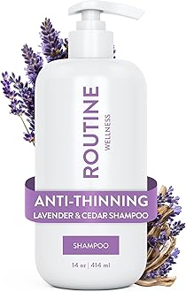 – Routine Wellness Anti-Thinning Shampoo for Thinning Hair - Biotin DHT Blocker Women & Men - Color Safe Shampoo for Hair Loss & Healthy Growth - Lavender & Cedar - 14oz