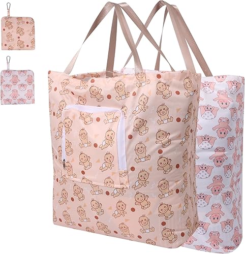 SANFERGE Paquete de 2 bolsas de lavandería de viaje con asa y cordón, bolsas plegables expandibles para ropa sucia con gancho y cremallera, forro SANFERGE Paquete de 2 bolsas de lavandería de viaje con asa y cordón, bolsas plegables expandibles para ropa sucia con gancho y cremallera, forro