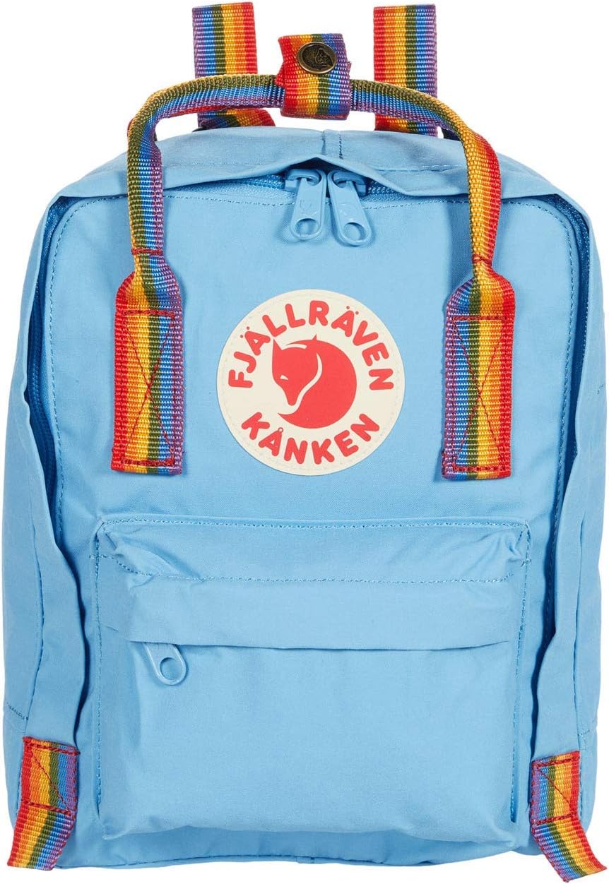 Fjällräven Unisex Kanken Rainbow Mini Laptop Backpack – Lightweight & Water-resistant – Vinylon F Fabric Air Blue/Rainbow Pattern One Size One Size