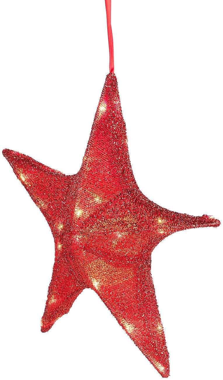 Britesta Weihnachtsstern faltbar: 4er-Set Faltbare Weihnachtssterne,  LED-Beleuchtung, Glitterrot,  65cm (zum Aufhngen, LED-Stern-Lampen, ...