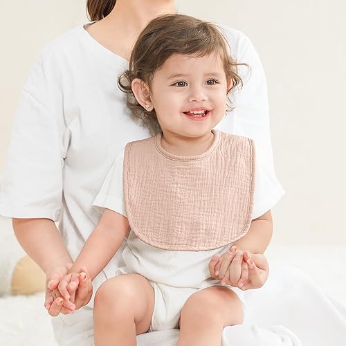 Miniatura 5 de Susurration Baberos de muselina para bebé, paquete de 6 baberos de algodón para bebé, baberos suaves y ajustables para bebés unisex para niños