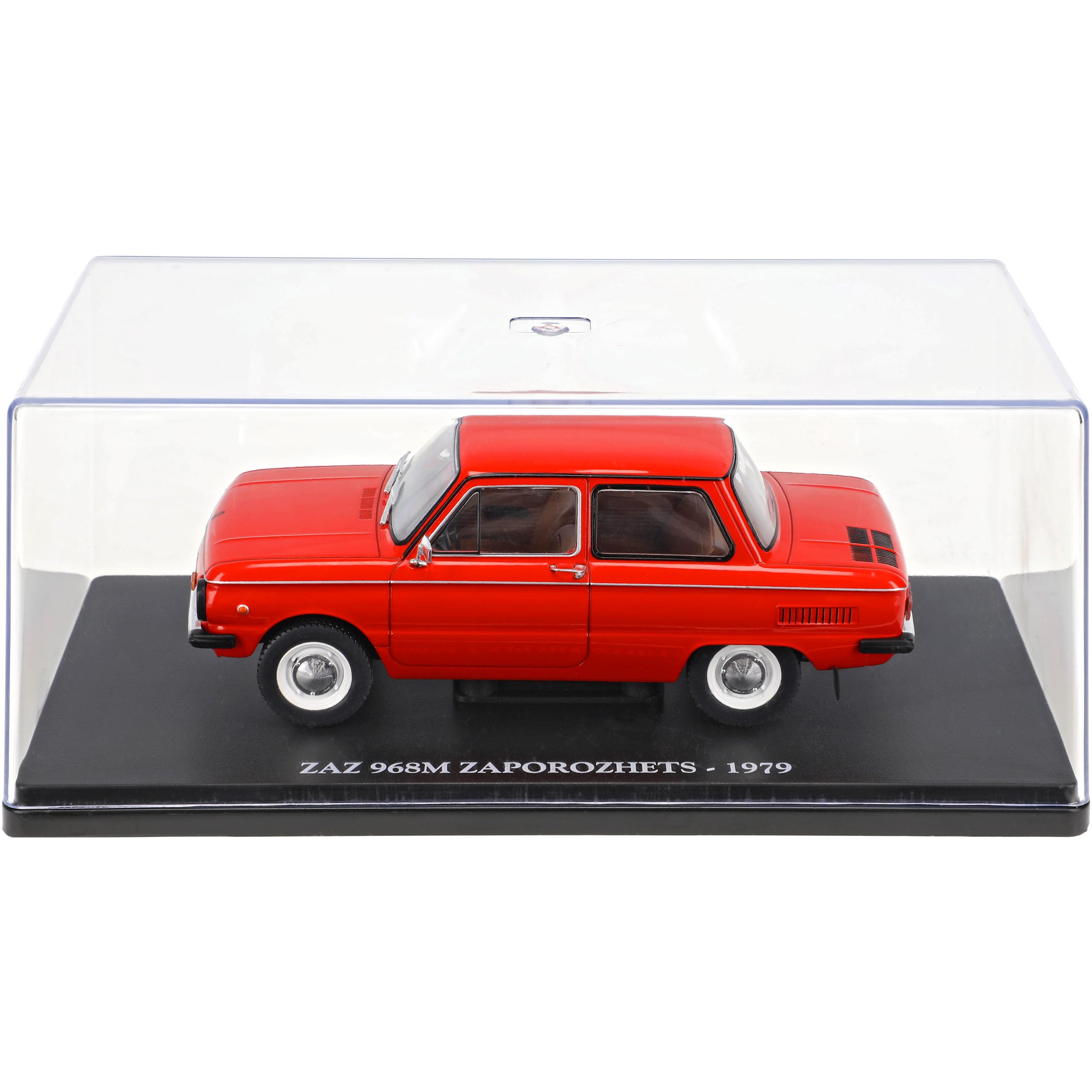 alles-meine.de GmbH Defekte Vitrine Saporoshez Saporosch ZAZ SAS 968 M Rot 1971-1994 mit Sockel und Vitrine 1/24 Modell Auto mit individiuellem Wunschkennzeichen