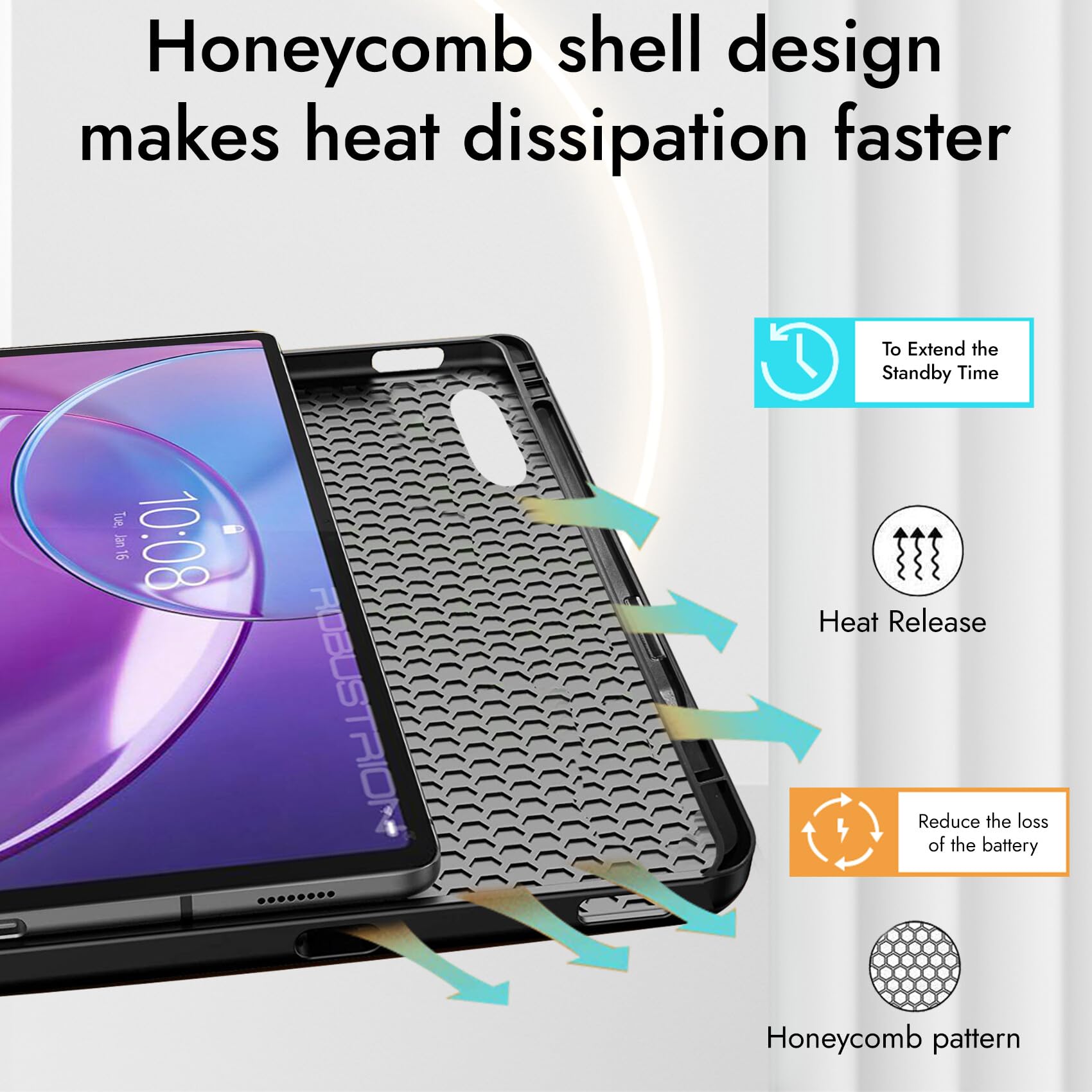 Robustrion Case for Lenovo Idea Tab Pro 2nd Gen 13 inch Cover Case with [Pencil Holder] [Soft Flexible Case] for Lenovo Idea Tab Pro Gen 2 Cover Case 13 inch [Auto Sleep Wake Support] - Black — Amazon image 5