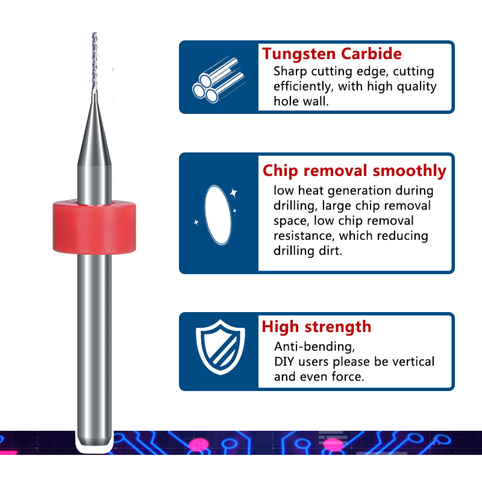 10 Frese In Carburo Di Tungsteno Per CNC - Diametro 0.5mm Per PCB, Acciaio E Plastica - Foto 9