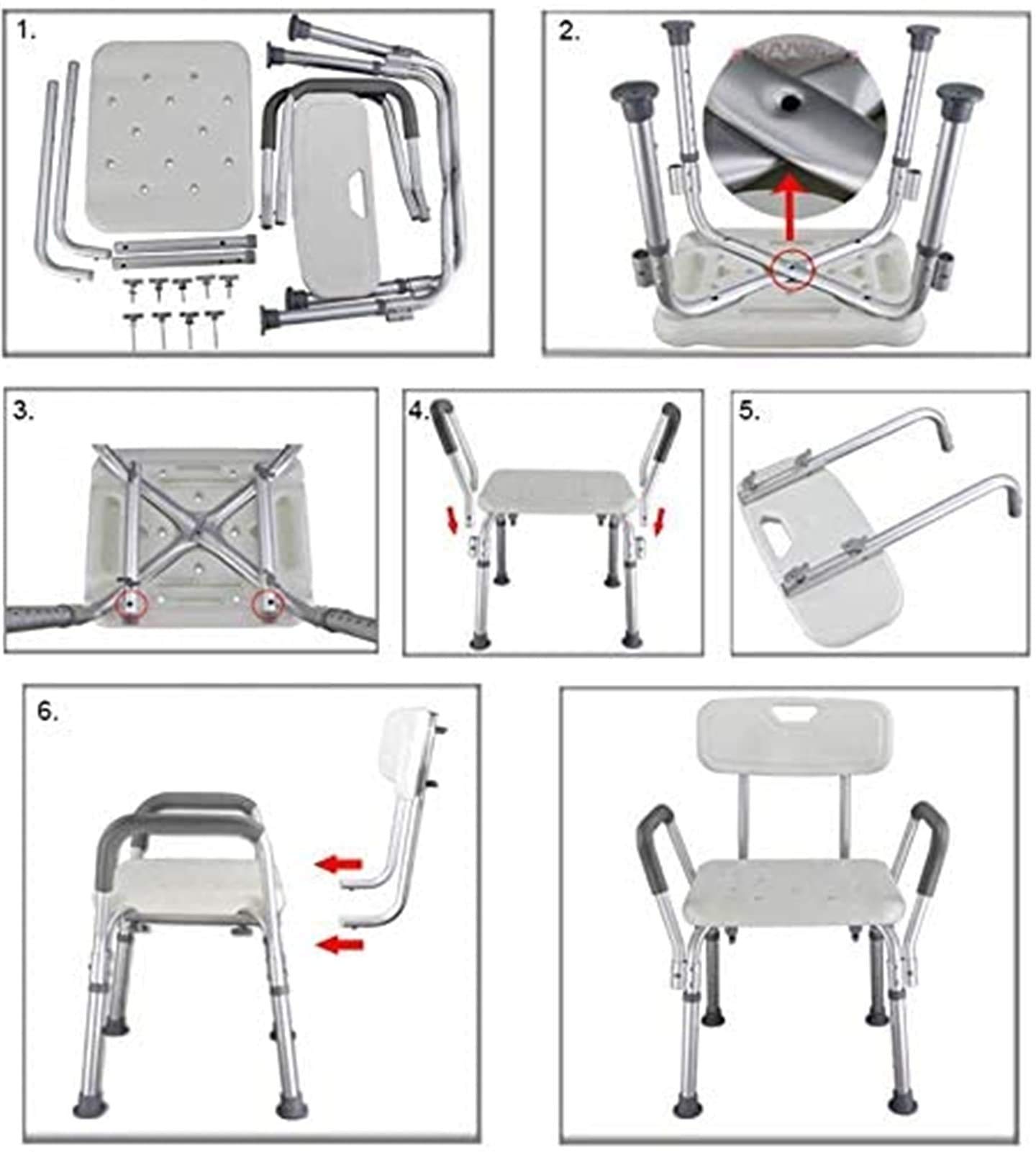 Asiento de Ducha, Silla de Ducha, Asiento de Ducha, sillas de baño Ajustables Antideslizantes con Respaldo y Asas, Bancos de Ayuda para Ducha para Personas Mayores y discapacitados