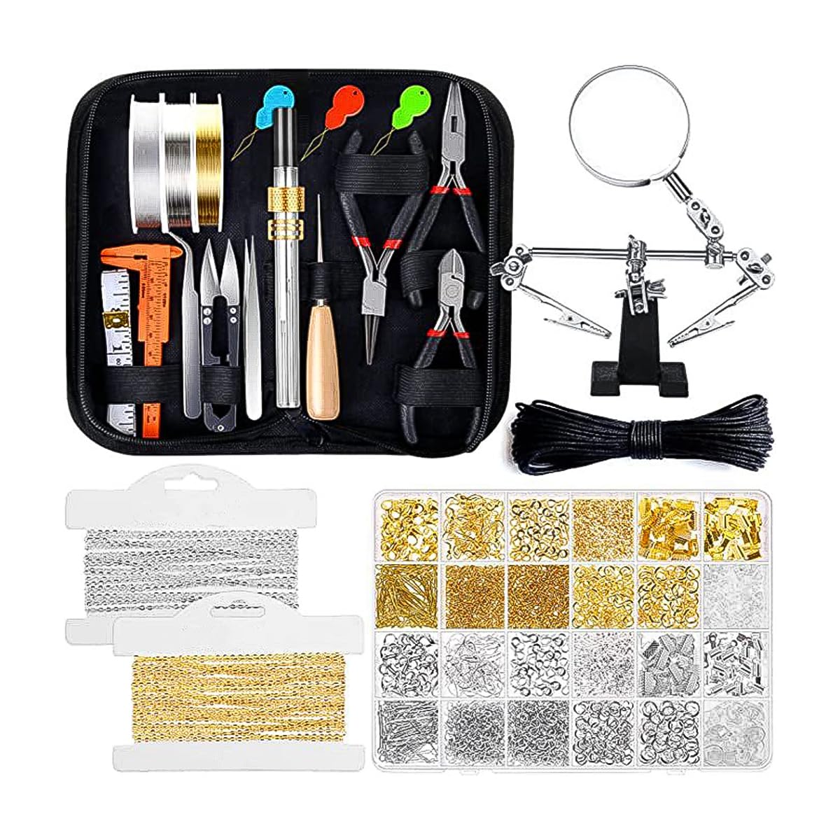 Sarini Set di Strumenti per Gioielli Fai-da-Te Kit di Forniture per creazione di Gioielli Strumenti e Forniture per creazione e Riparazione di Gioielli Set Essenziale per creazione di Gioielli