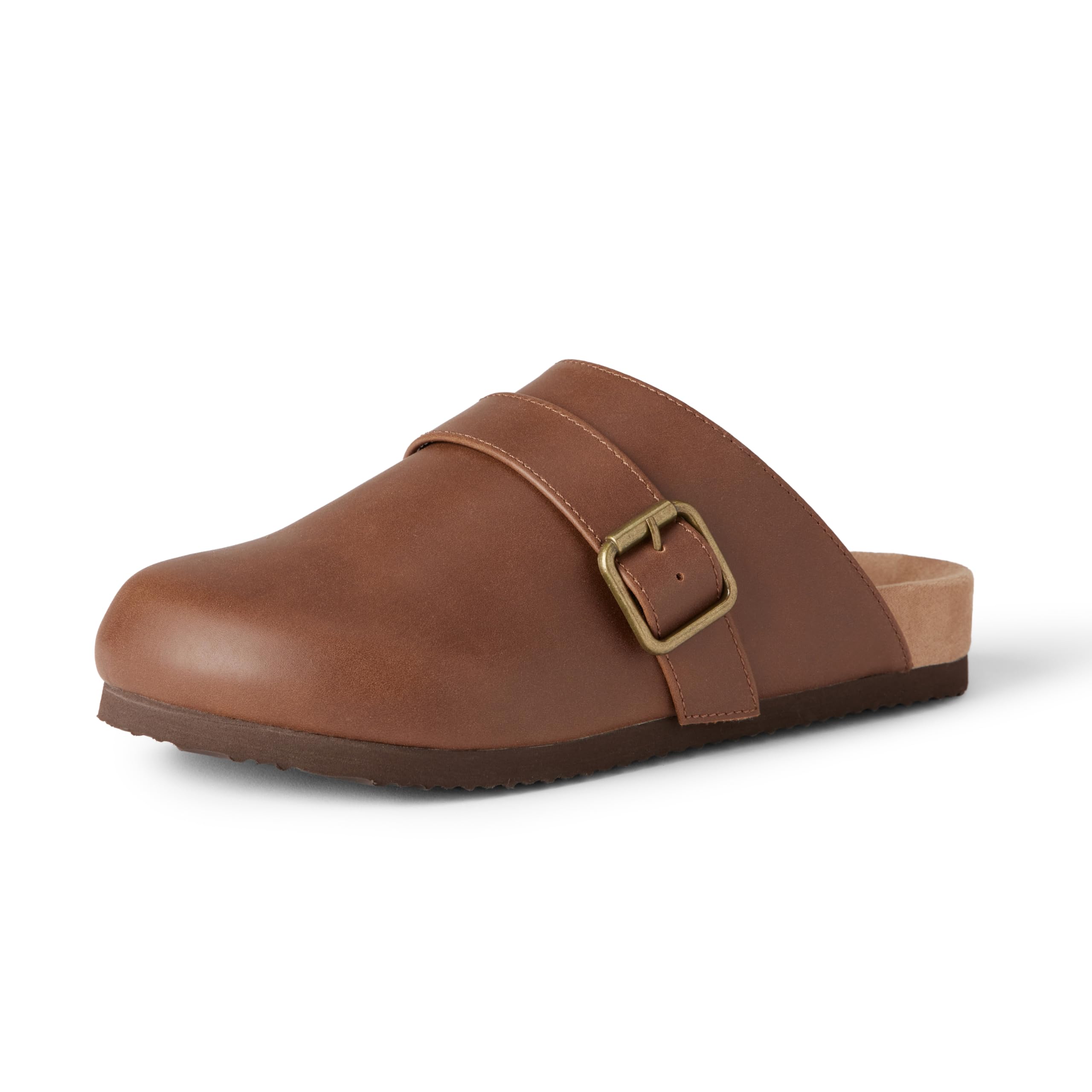 Amazon Essentials Zuecos Cómodos: Disponibles con y sin Forro de Vellón Sintético Mujer, Bronceado Cuero de Imitación, 35 EU