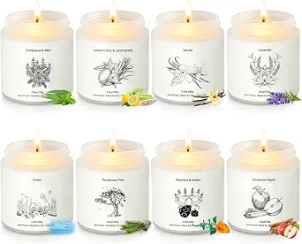 Candles Gift Set, 8 Pack Long Lasting Soy Candles for Home