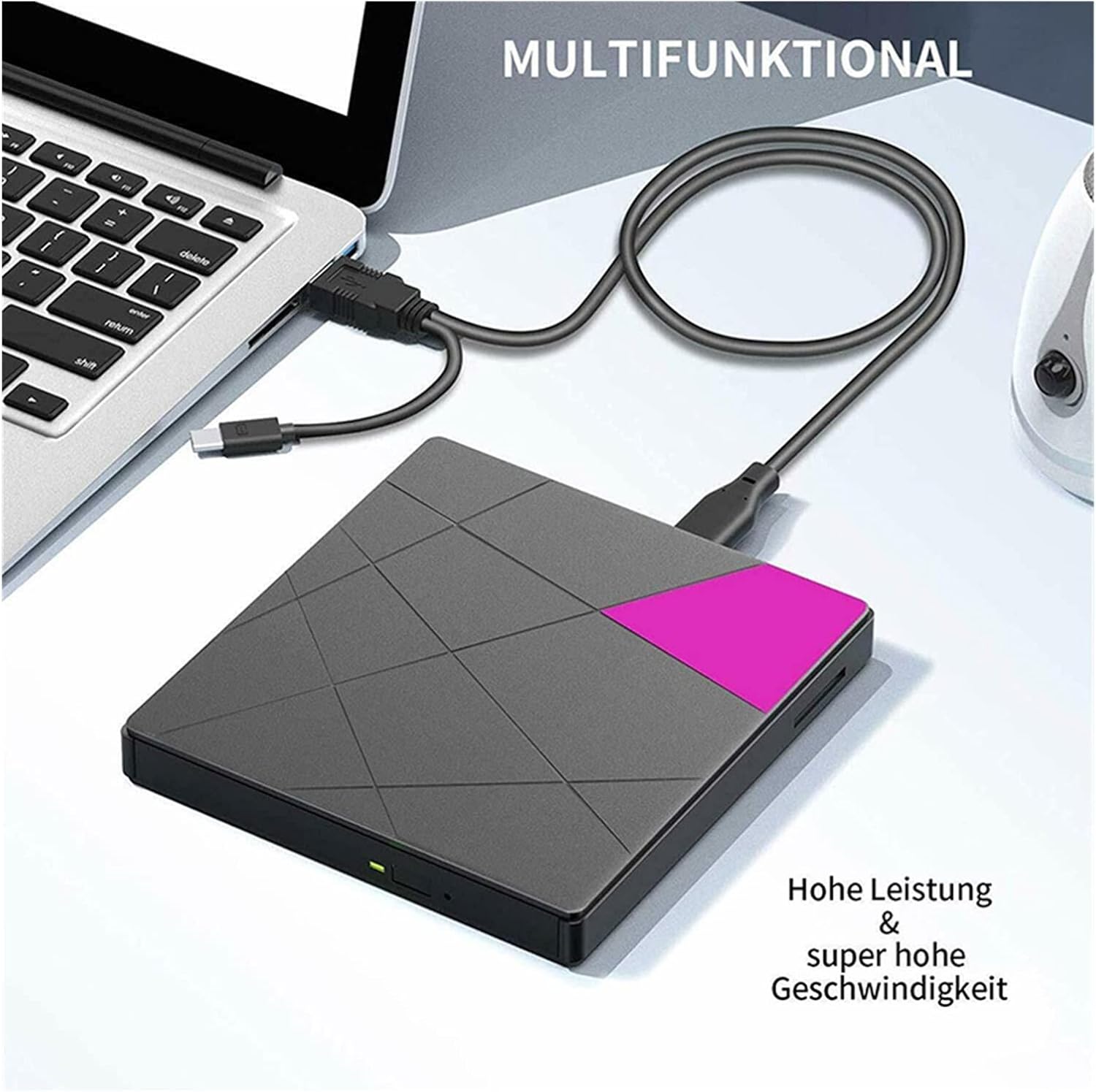 Portable DVD Player USB 3.0 External DVD/CD Burner Writer Super Slim Drive RW SD Card Reader Portable DVD Player Compatible with USB 2.0/USB 1.0 Mobile DVD Player for Kids