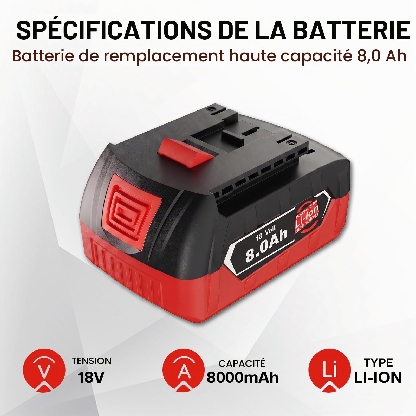 2 X 8000mAh Compatible avec Bosch Professional 18V Système GBA Batterie