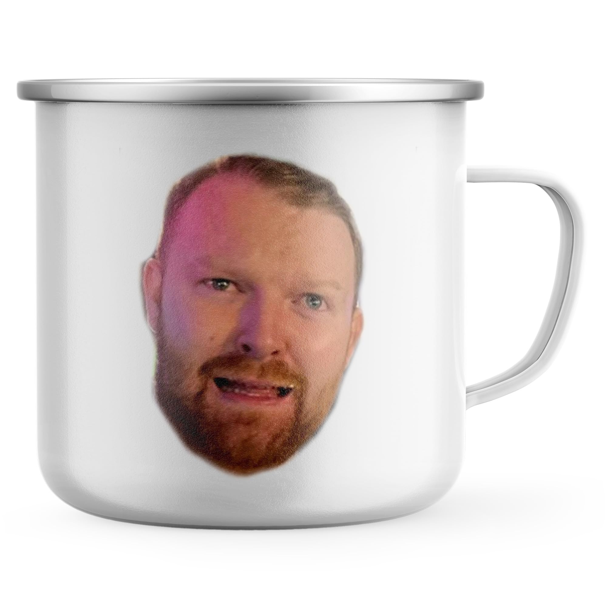 Purple Print House Personalised Face Enamel Mug Funny Custom Photo Camping Cup Unisex